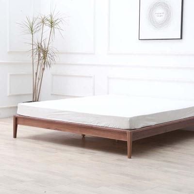 Nordic Style Solid Wood Black Walnut No Bedside Frame No Backrest Short Modern Minimalist Tatami Bed 0010