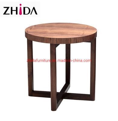 Modern Round Wooden Solid Wood Coffee Table Side Table