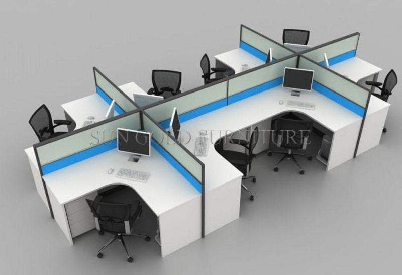 (SZ-WSL312) Hot Selling MDF Faced Melamine Desk 6 Seats Office Workstation Staff Partition