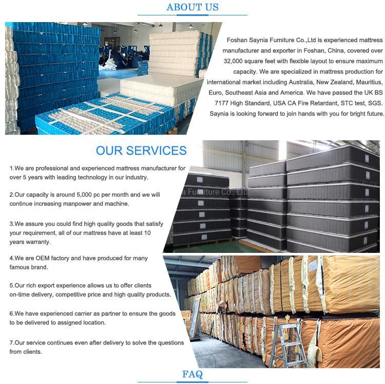 Wholesale OEM Modern Bedroom Mattress Pocket Spring Mattress with Latex and Memory Foam Queen King Home Furniture