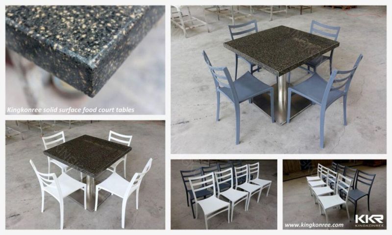 White Solid Surface Modern Stone Marble Table and Chairs for Restaurant