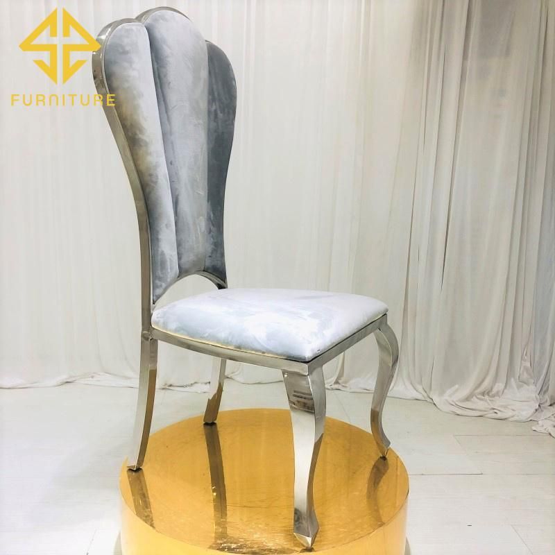 Luxury Velvet Cushion Silver Stainless Steel Dining Chair Hotel Furniture Wedding Chair