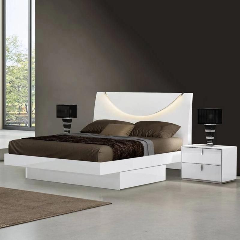 Nova Italian Design Modern Bedroom Furniture Glossy White Finish Nightstands