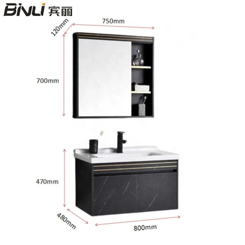 Chaozhou Factory Modern Design Bathroom Furniture Vanity Wooden Wall Mounted Cabinet Furniture with LED Light Mirror