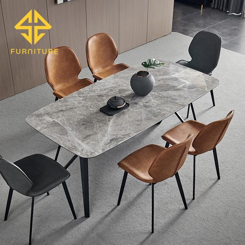 Slate Furniture Wholesale Nordic Marble Rock Slate Modern Light Luxury Black Dining Table Dining Room Furniture Dinner Table with 4 Chairs