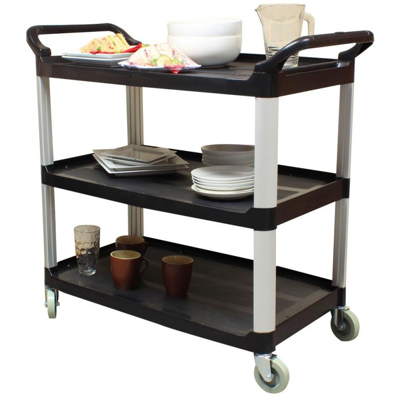 Commercial Hotel Restaurant Dining Hand 3 Tier Shelf Plastic Utility Cart Service Trolley for Kitchen