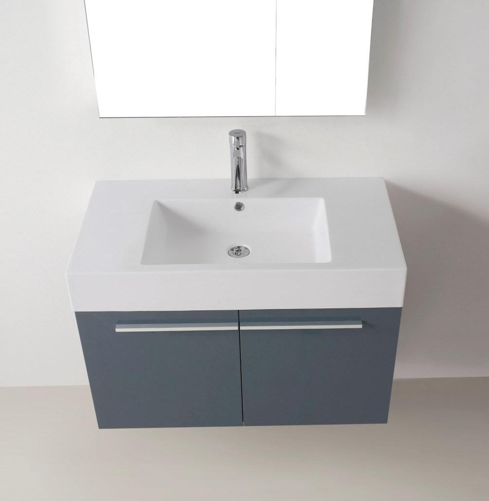 Modern MDF Wall Mounted Bathroom Vanity with Mirror Cabinet