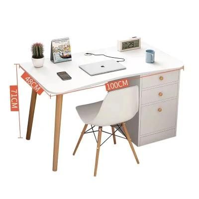 Mail Order Packing L-Shaped Computer Desk in White Finish, Glass Metal Computer Desk