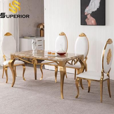 Modern Simple Home Furniture Set Gold Dining Table with Chair