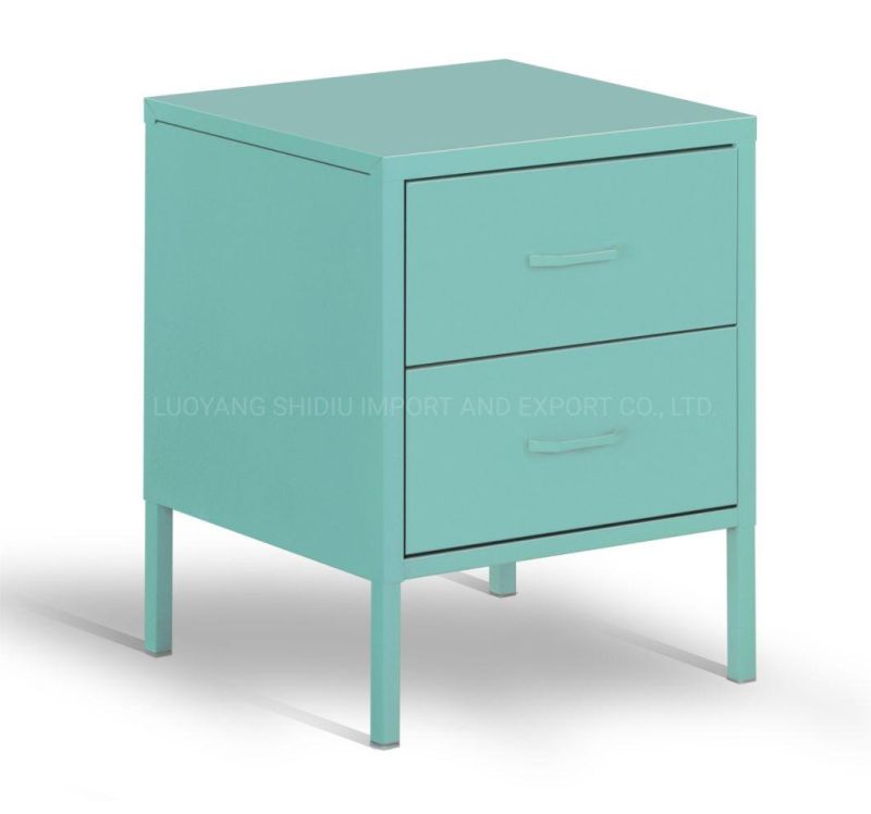 Metal Knock Down Storage 2-Drawer Cabinets End Table for Living Room