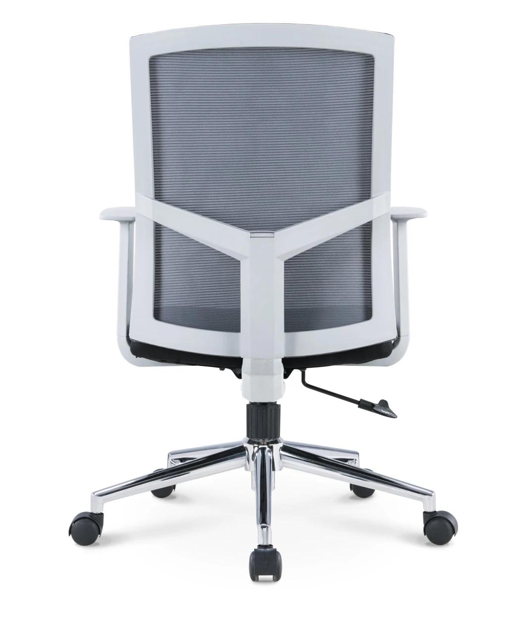 American BIFMA European En1335 Medium Back Steel Base Swivel Staff Boss Executive Modern Fabric Office Chair