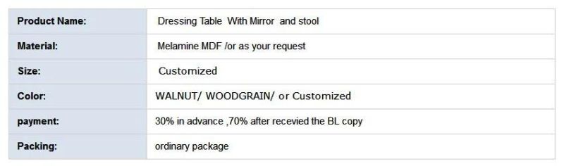 Dressing Table with Stool and Mirror Customized Factory Supply