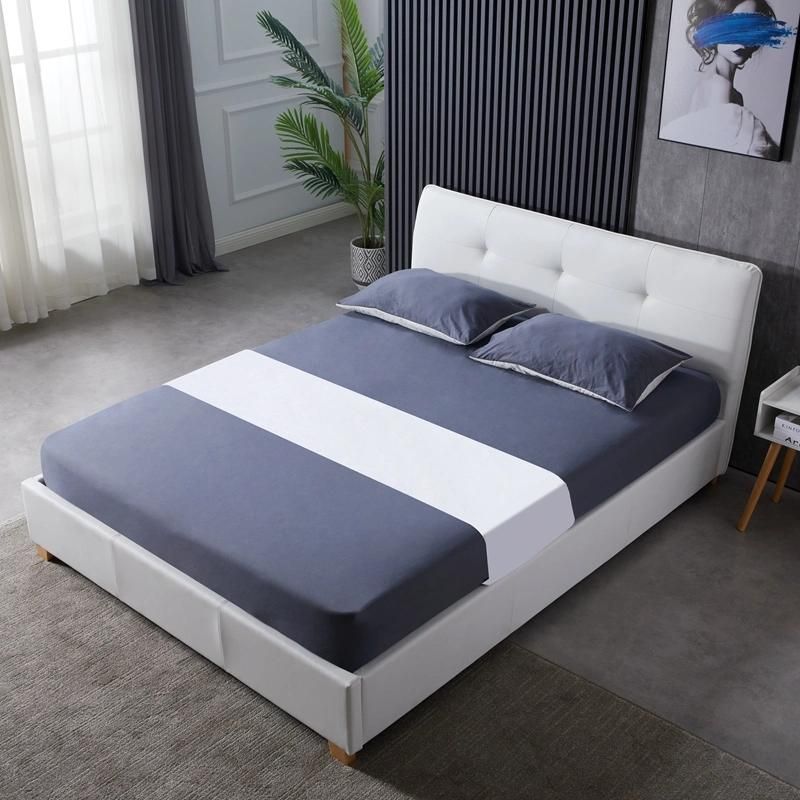 Latest Luxury Modern Simple Bedroom Furniture White PU Leather Double King Size Bed