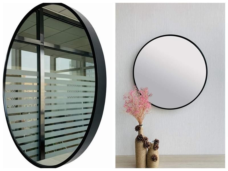 Aluminum Metal Framed Mirror Home Decor Wall Mounted Round LED Bathroom Mirror