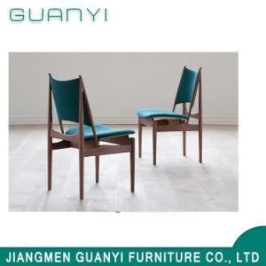 Modern High Back Blue Wooden Frame Hotel Dining Chair