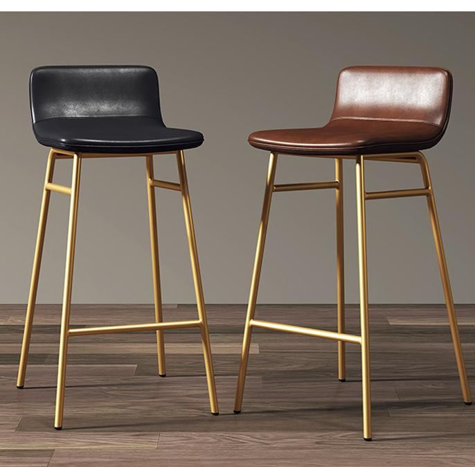 Home Design Set Cafe Restaurant Metal Base Leather Dining Chairs