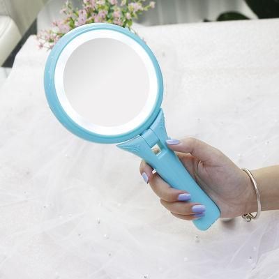 New Design Foldable Handheld Makeup Pocket Hand Mirror with LED Light