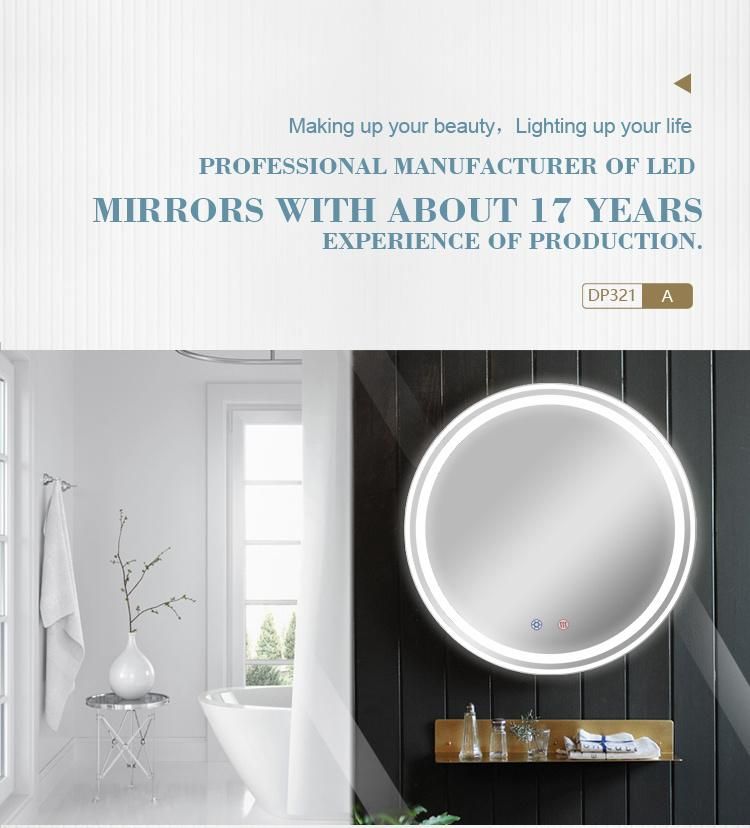 Round Shape Wall Mounted LED Lighted Touch Screen Bathroom Mirror