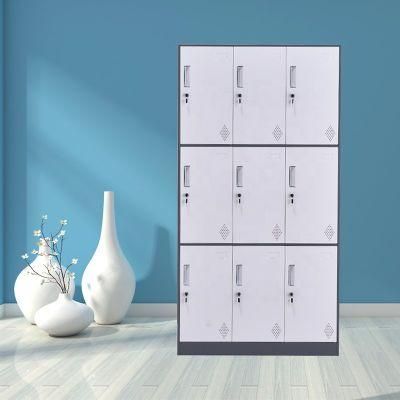 Modern Multifunctional Metal Furniture Cabinet Worker Use Steel 9 Door Storage Locker