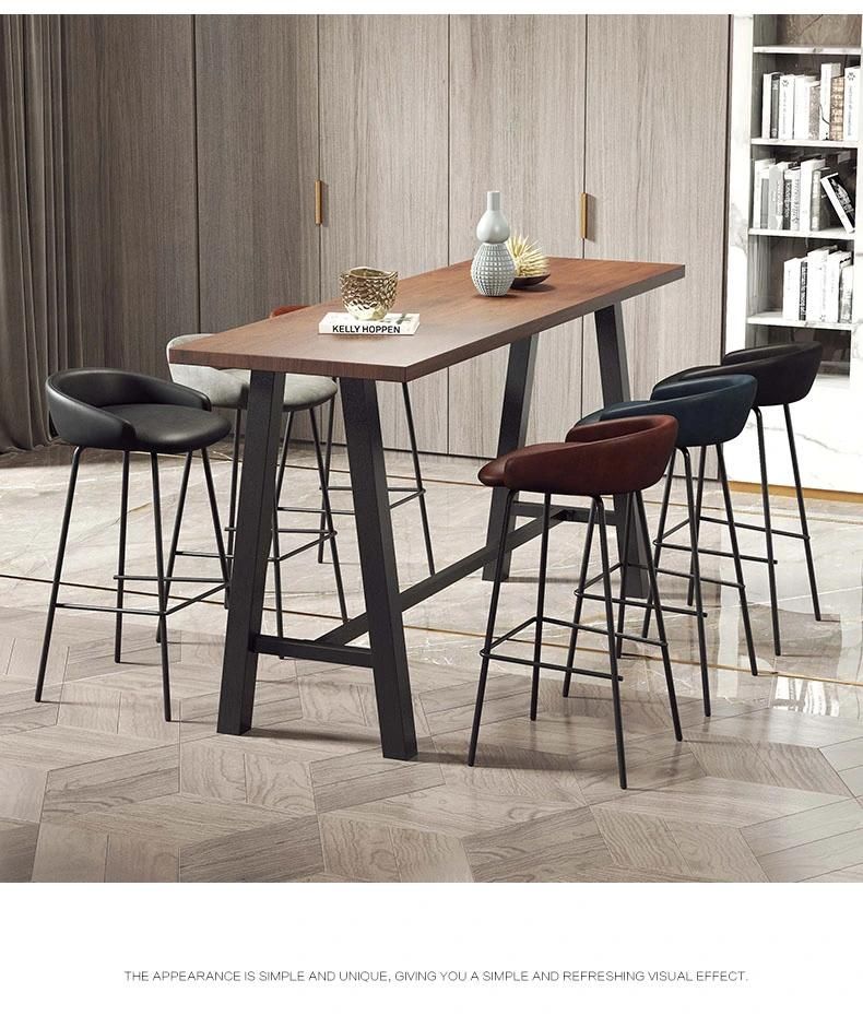 Modern Bar Furniture Sets Soild Wood Stainless Steel Dining Table