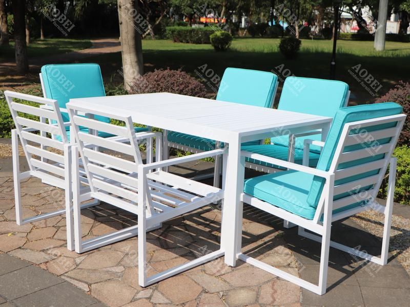 Modern Outdoor Garden Patio Hotel Resort Restaurant Home Villa Aluminum Dining Chair Table Furniture Set