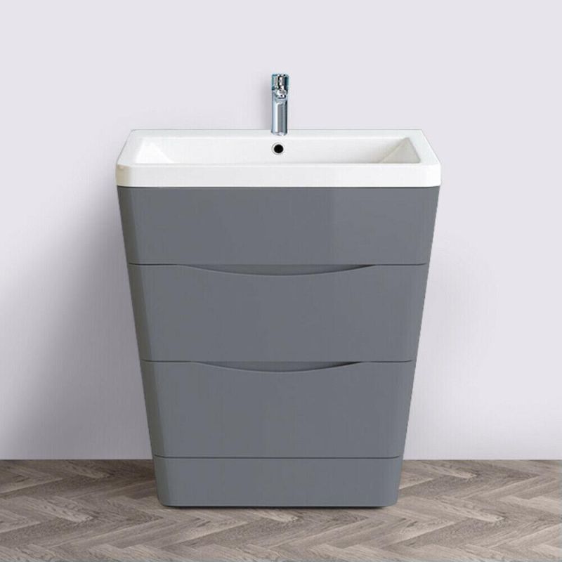 800mm Bathroom Vanity Unit Basin Storage Cabinet Modern Furniture Gloss Grey