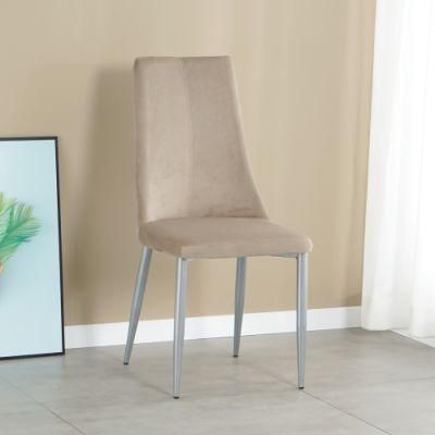 Nordic Simple Style Comfortable Upholstered Modern Velvet Restaurant Dining Chairs with Metal Legs