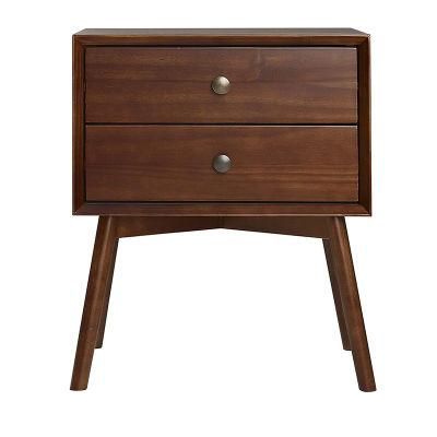 MID Century Modern Wood Nightstand Side Bedroom Storage Drawer Bedside End Table, 2, Walnut