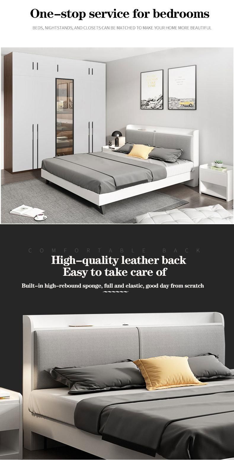 White Customized Modern Wooden Home Furniture Set King Adult Bedroom Bed