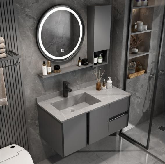 Light Luxury Bathroom Cabinet Combination Simple Modern Mirror Cabinet Toilet Hand Wash Basin Rock Board