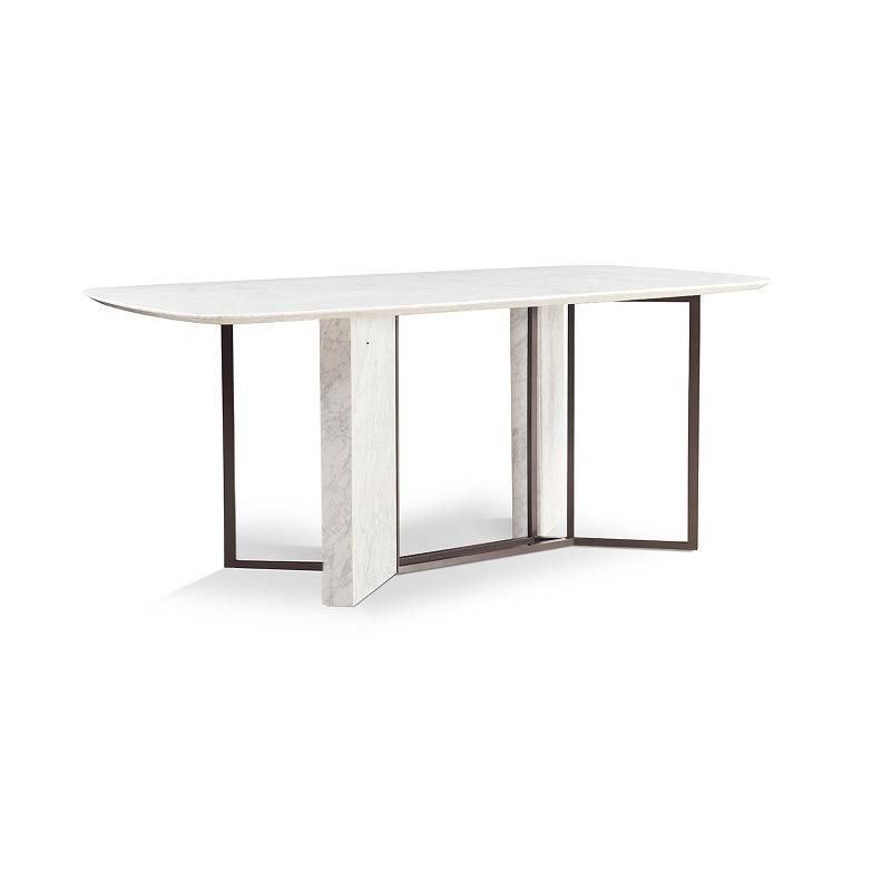 Concise Home Modern Natural Real Marble Rectangular Dining Table