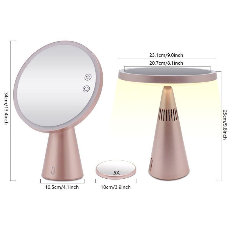 USB Charging Bluetooth Speaker & LED Lamp Light Mirror Makeup