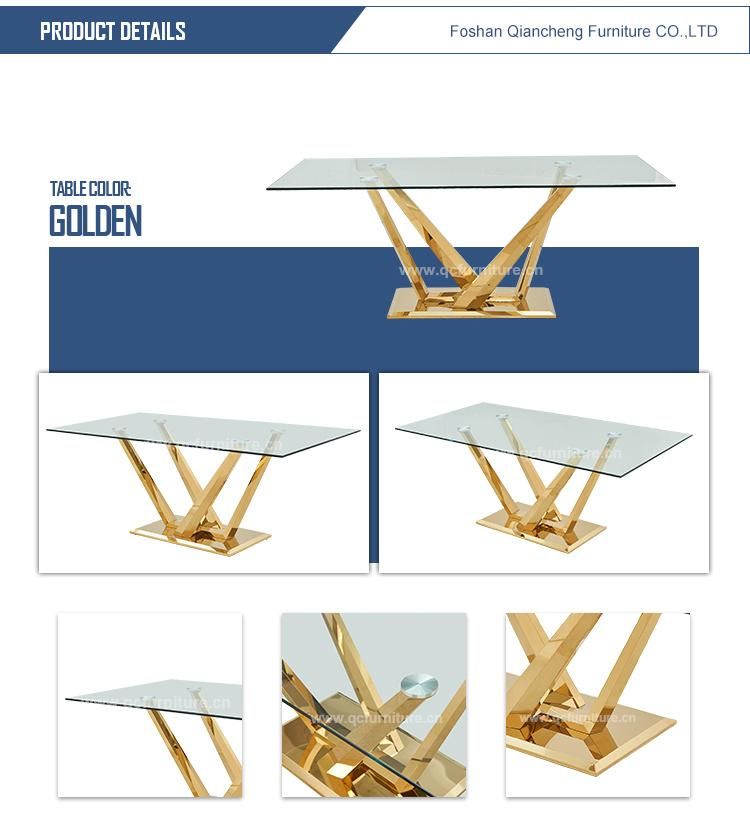 Modern Tempered Glass 8 Seater Dining Table Set