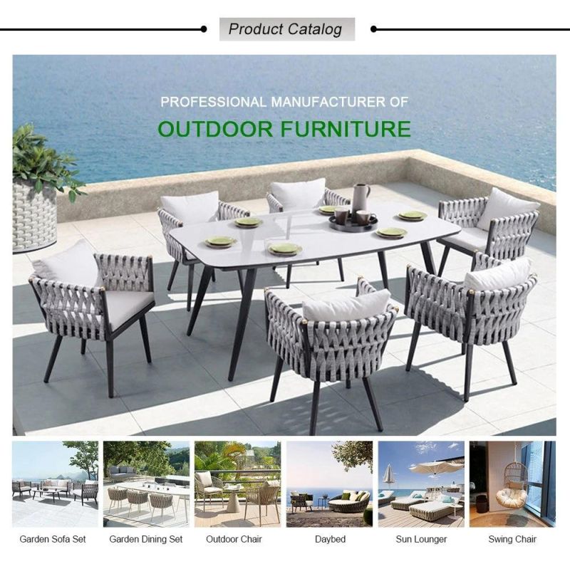 Modern Durable Leisure Outdoor Dining Furniture Set Garden Patio Aluminum Frame Plastic Wood Chairs Outdoor Dining Sets