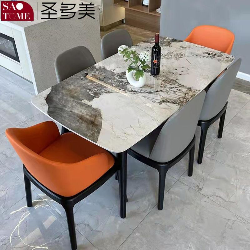 Modern Rock Board Furniture White Wax Wood Dining Table