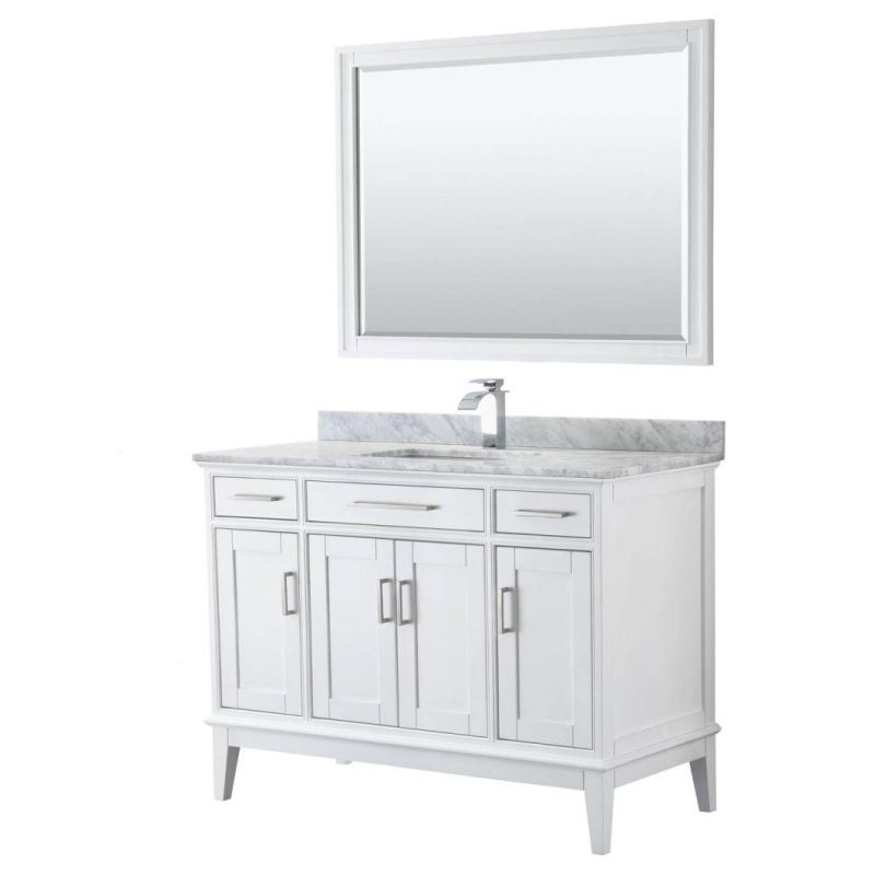 48" Single Bathroom Vanity-White with Double Ceramic Sinks