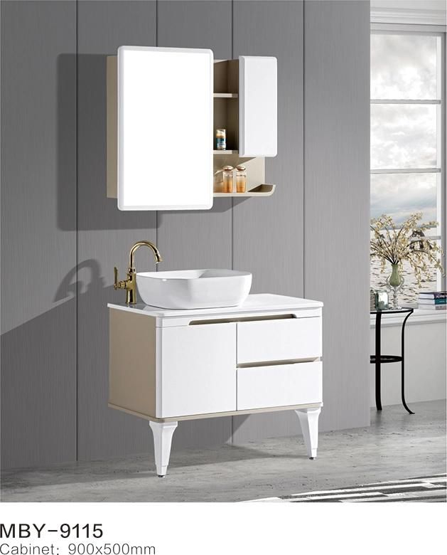 Fashion Design Bathroom Plastic Vanity Cabinet with LED Mirror