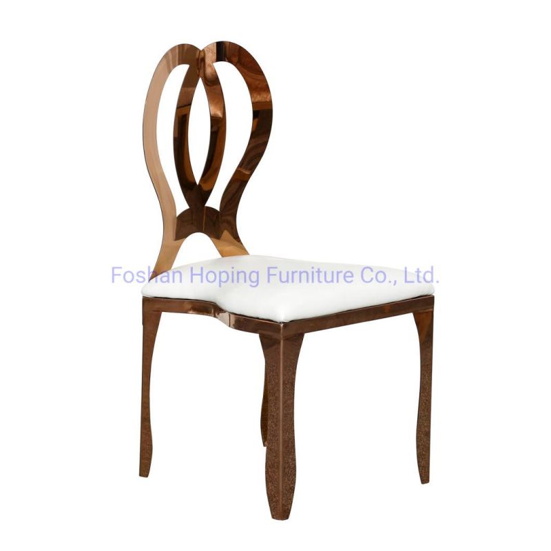 Modern Furniture Stainless Steel Rose Gold Chair Sash for Sale Stackable White Chair