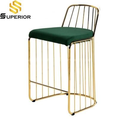 Metal Frame Velvet Bar Stools for Kitchen Furniture