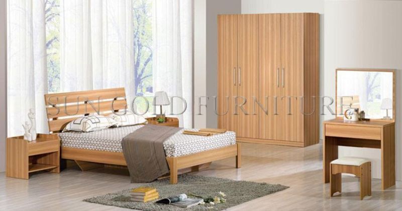 Cheap Modern Wooden Apartment Bedroom Furniture Bed Set (SZ-BT008)