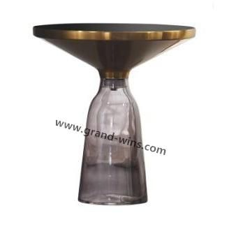 Modern European Style Glass Round Side Table Art Cafe Table