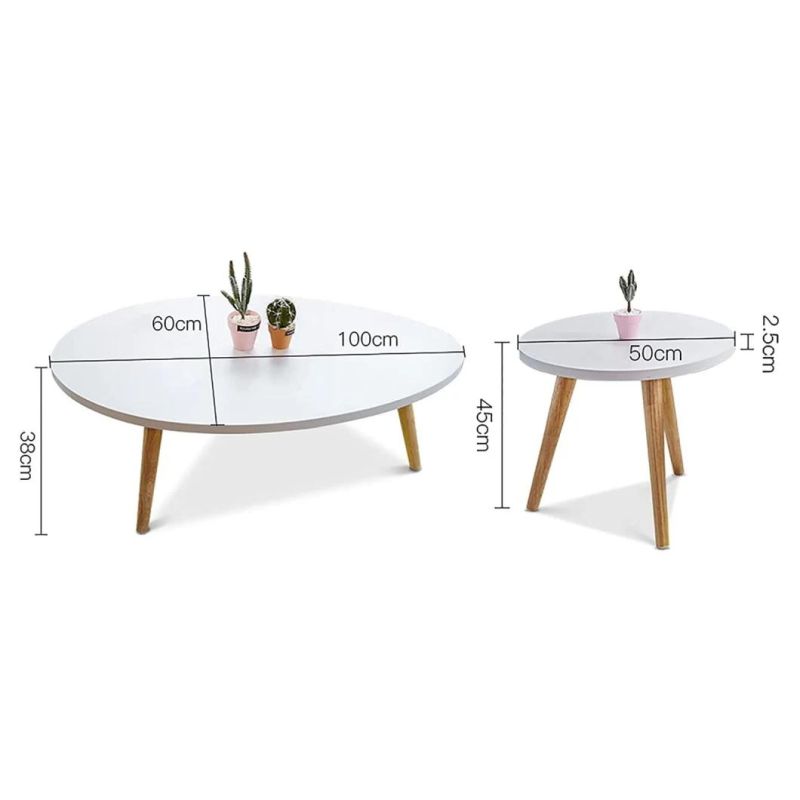 Living Room Teardrop Shaped Table + Round Table, Modern Leisure Tea Table