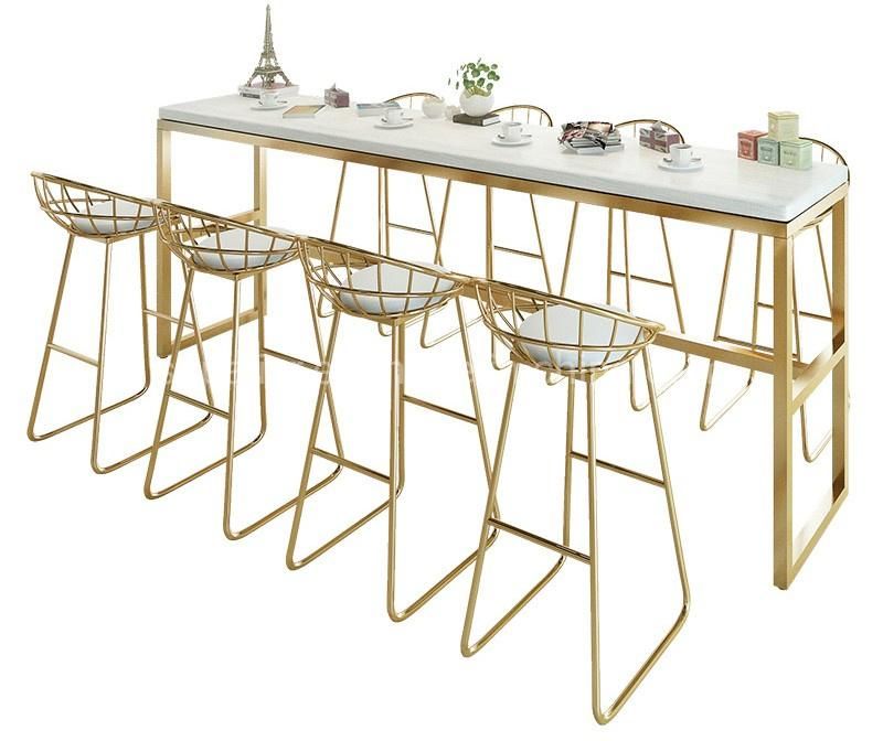 Metal Frame High Top Gold Bar Table for Home Furniture