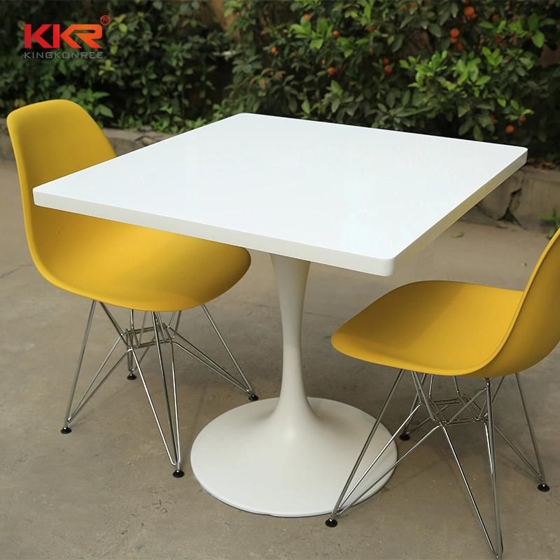 Hotel Furniture 4 Seaters Solid Surface Marble Top Dining Table