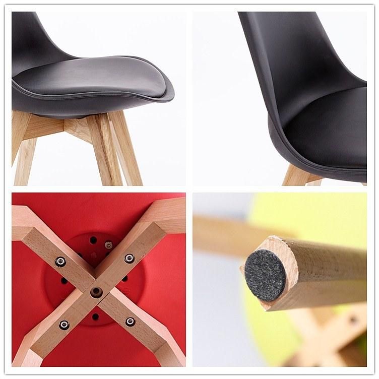 Hot Sale Modern Dining Plastic Chairs Low Price Wooden Leg Dining Chair