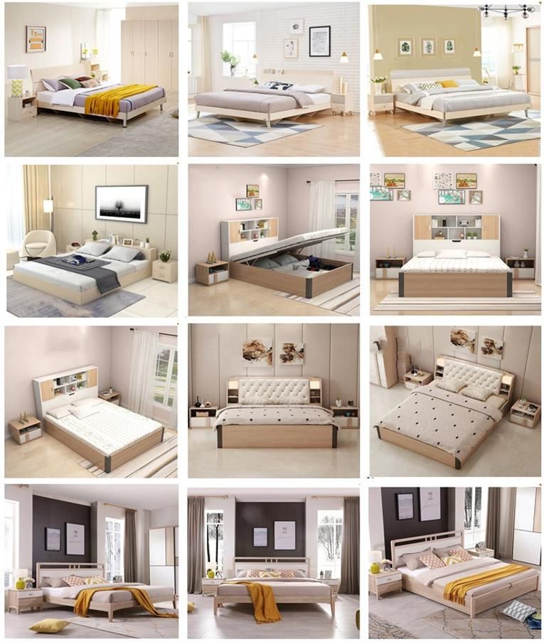 Wholesale Adult Double Queen Bed MDF Wooden Bedroom Furniture UL-CH002