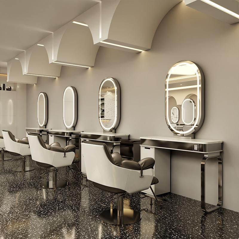 New Arrive Modern Hair Salon Mirrors Design Station with Lights with Charge