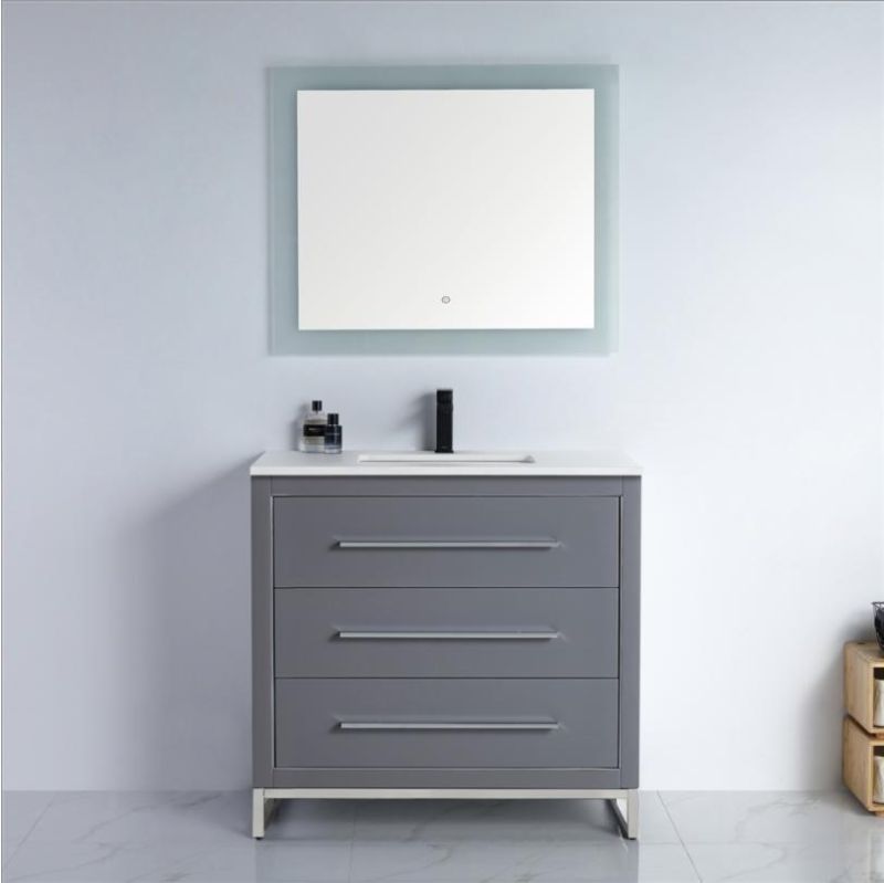 Simple Solid Wood Bathroom Vanity with Ceramics Top Modern Luxury