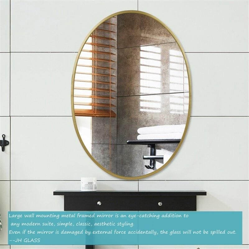 Bathroom Vanity Golden Metal Oval Shape Mirror