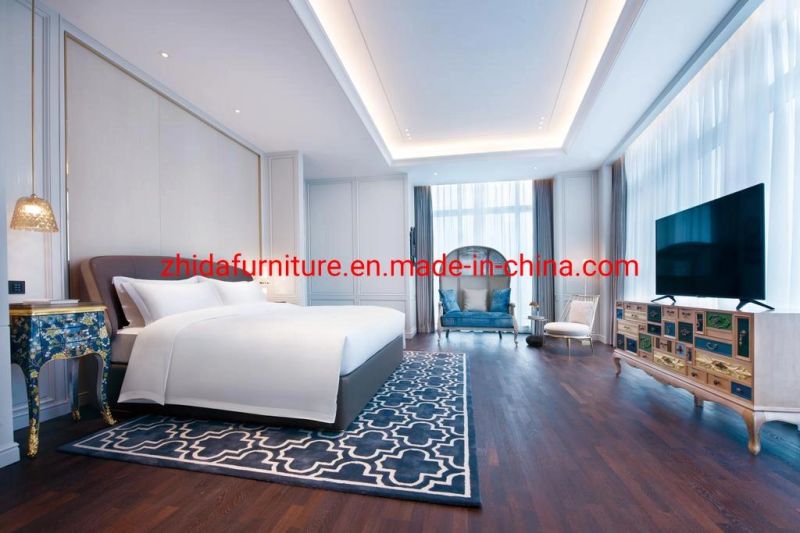 Modern King Bedroom Set Wooden Commercial Hotel Apartment Furniture Villa Luxury Leather Bed